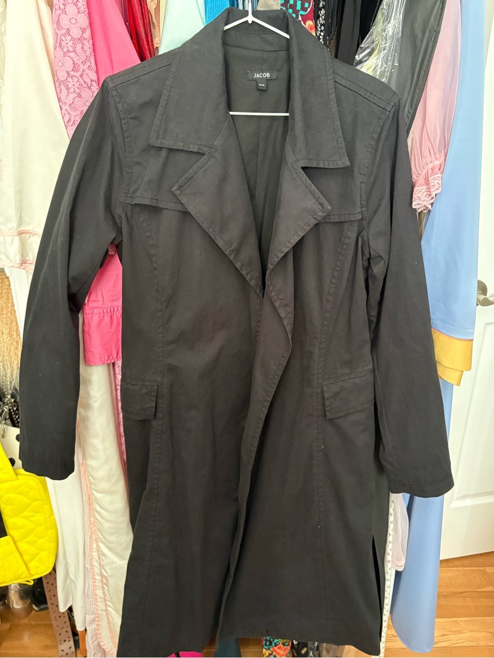 Jacob Long Trench Coat with Notch Lapel & Tie Belt